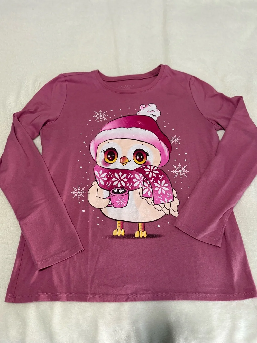 The Children's Place Pink Plum Owl Winter Graphic Long Sleeve Top
